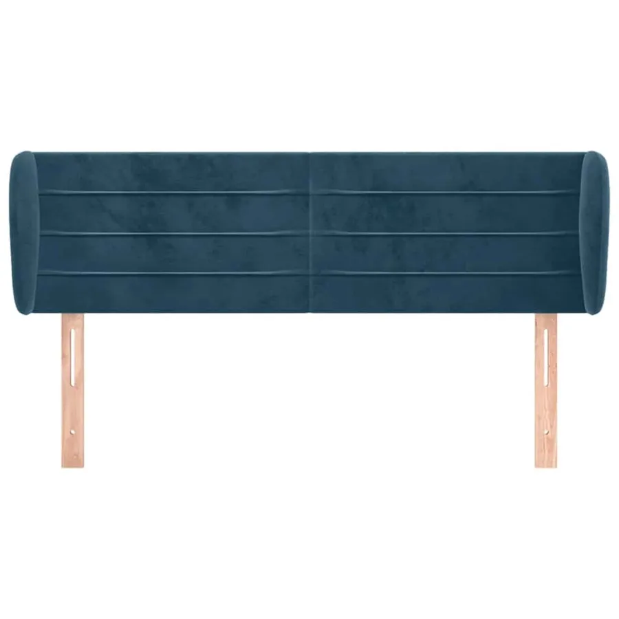 Tête de lit avec oreilles Bleu foncé 147x23x78/88 cm Velours - 3