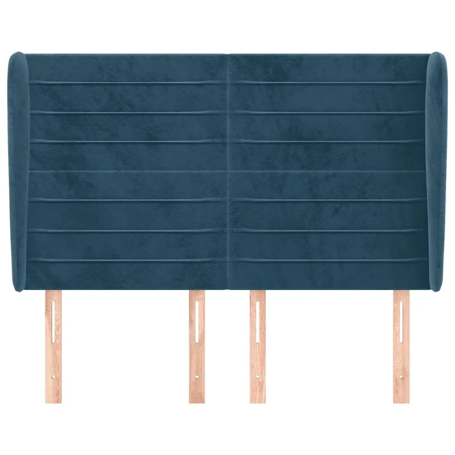 Tête de lit avec oreilles Bleu foncé 147x23x118/128 cm Velours - 3