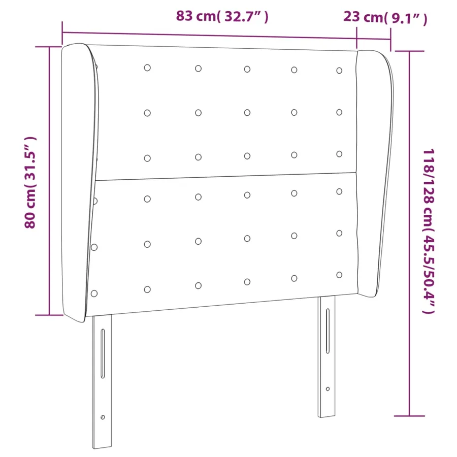 Tête de lit avec oreilles Rose 83x23x118/128 cm Velours - 9