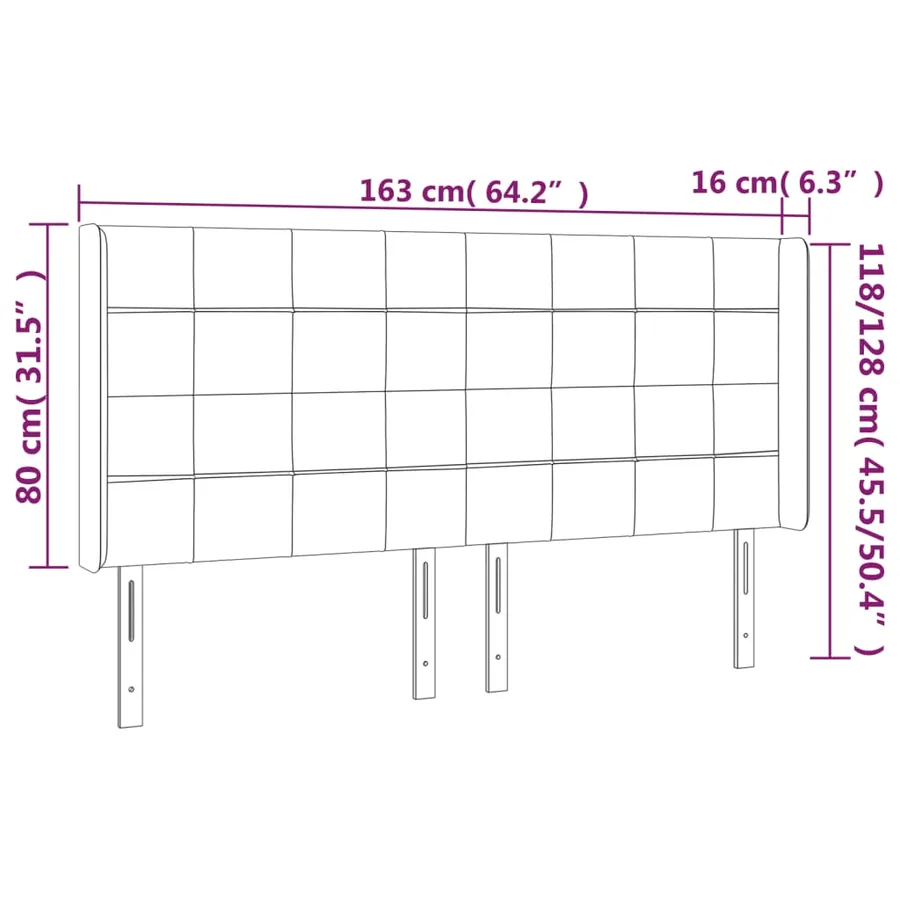Tête de lit avec oreilles Crème 163x16x118/128 cm Tissu - 9