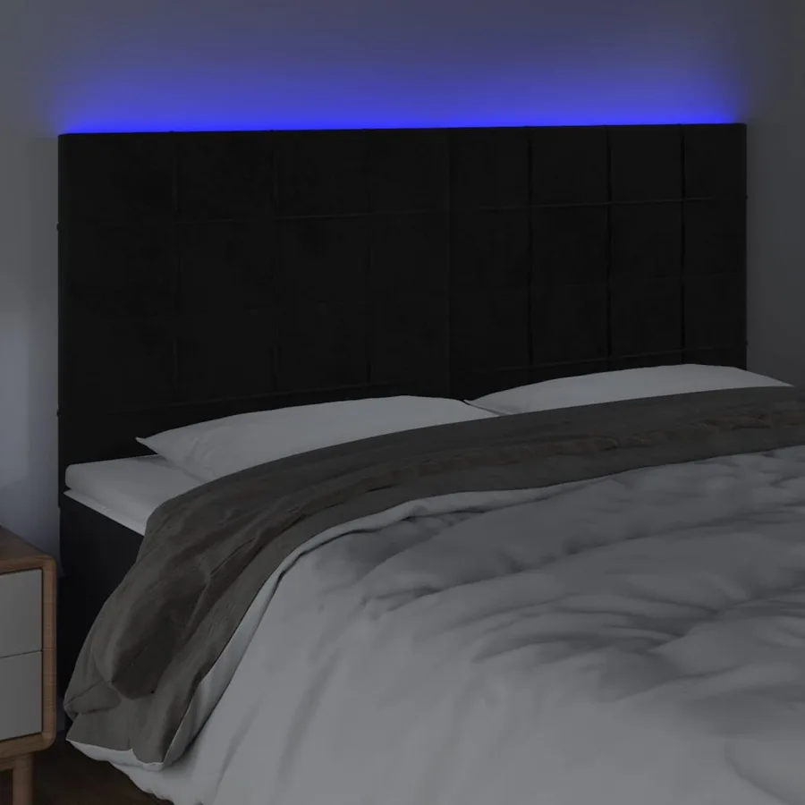 Tête de lit à LED Noir 180x5x118/128 cm Velours - 3