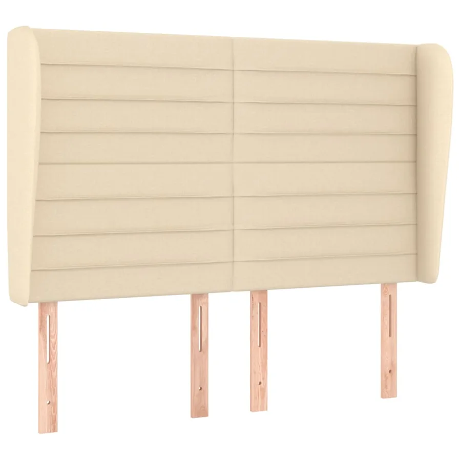 Tête de lit avec oreilles Crème 147x23x118/128 cm Tissu - 2