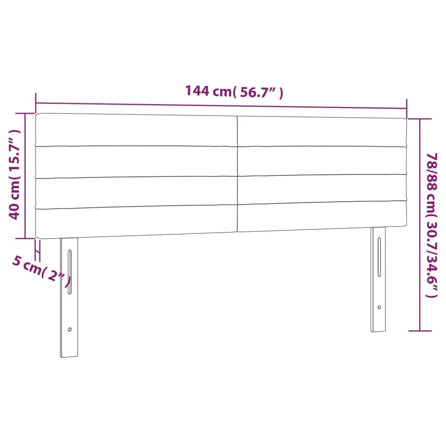 Têtes de lit Crème 144x5x78/88 cm Tissu - 8