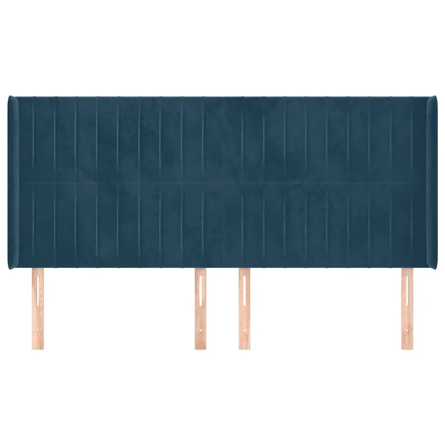 Tête de lit avec oreilles Bleu foncé 183x16x118/128 cm Velours - 3