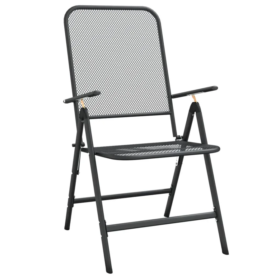 Ensemble à manger de jardin 9 pcs anthracite métal maille - 4