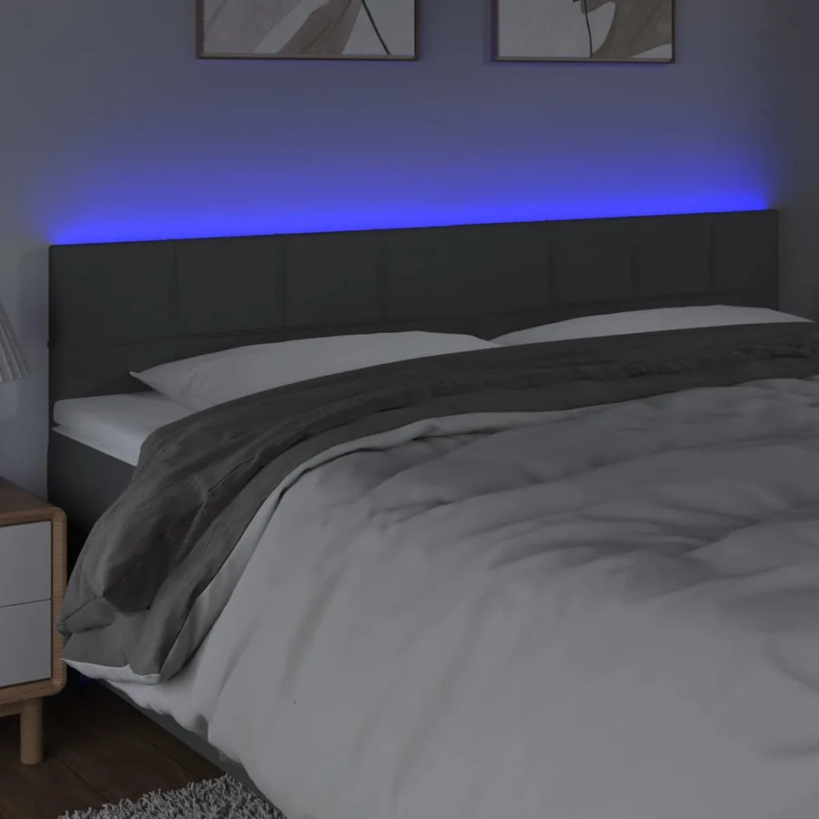 Tête de lit à LED Gris foncé 180x5x78/88 cm Tissu - 3