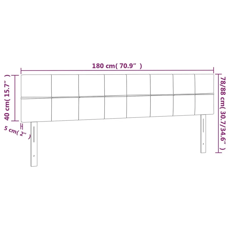 Tête de lit à LED Gris foncé 180x5x78/88 cm Tissu - 6