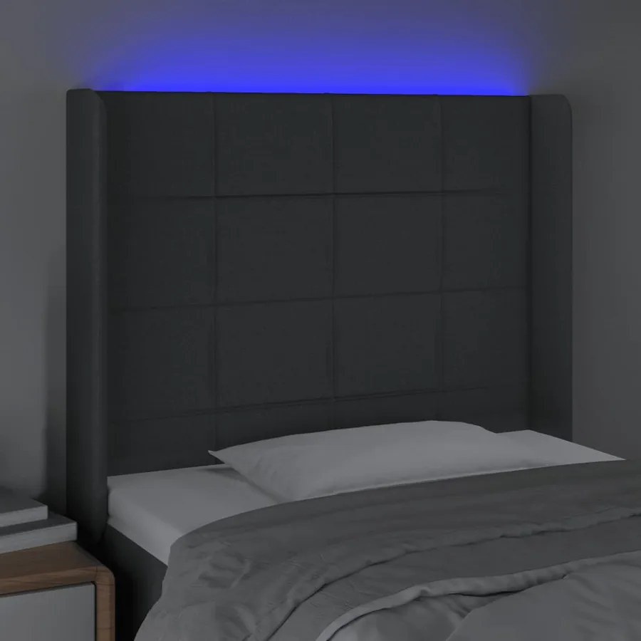 Tête de lit à LED Gris foncé 93x16x118/128 cm Tissu - 4