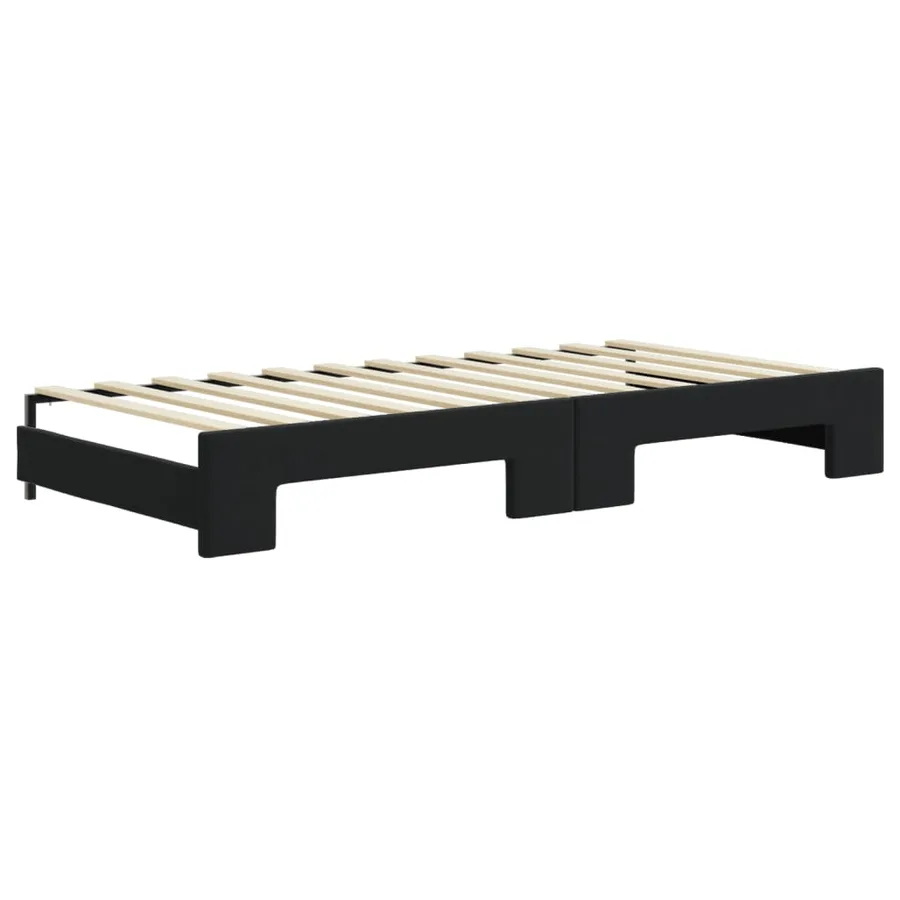 Lit de jour avec gigogne et tiroirs sans matelas noir 90x200 cm - 8