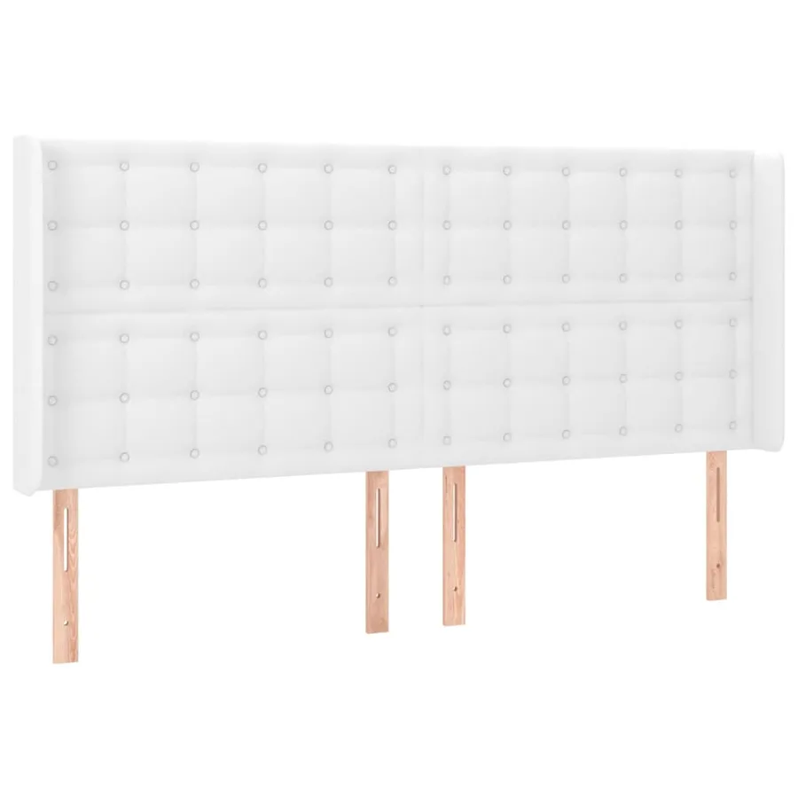 Tête de lit avec oreilles Blanc 183x16x118/128 cm Similicuir - 2