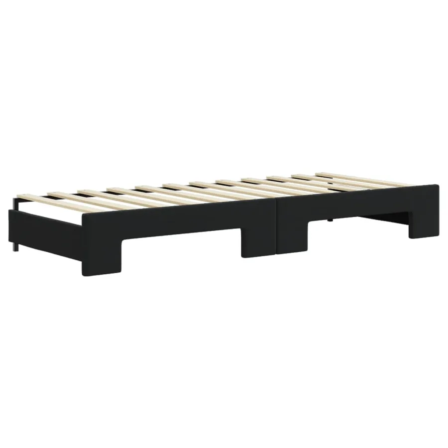 Lit de jour avec gigogne et tiroirs sans matelas noir 80x200 cm - 6