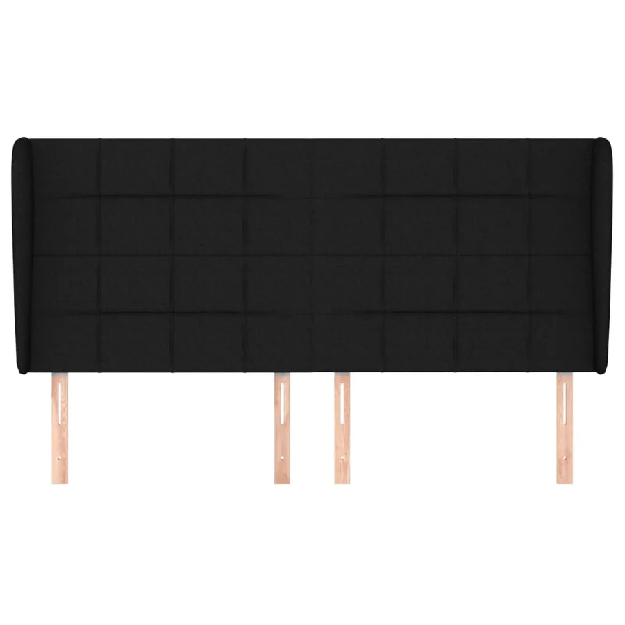 Tête de lit avec oreilles Noir 203x23x118/128 cm Tissu - 3