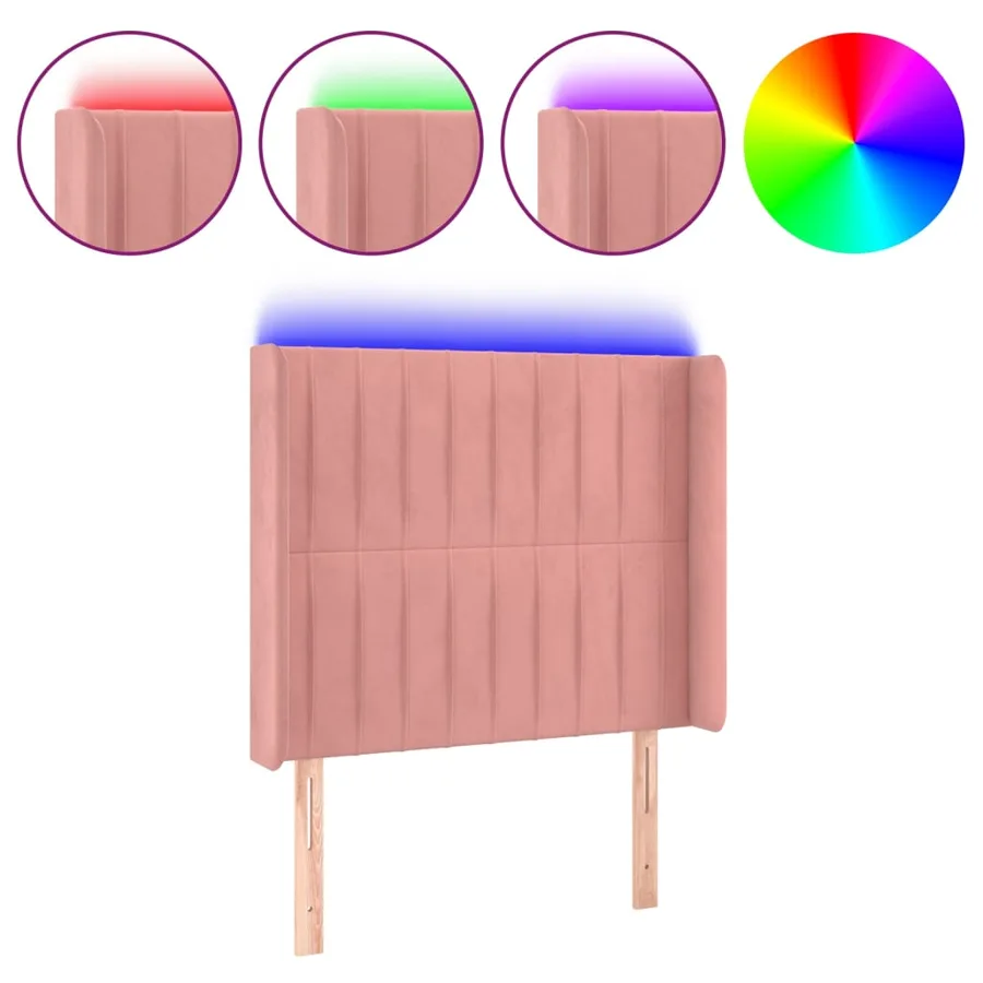 Tête de lit à LED Rose 83x16x118/128 cm Velours - 2