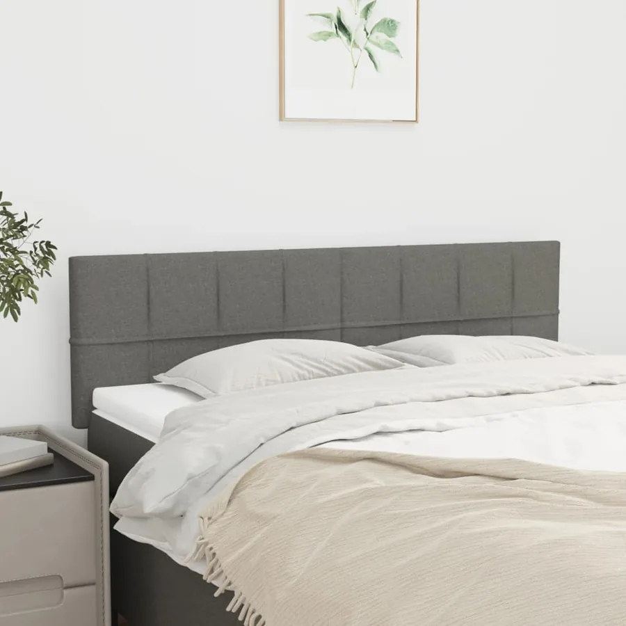 Têtes de lit Gris foncé 144x5x78/88 cm Tissu