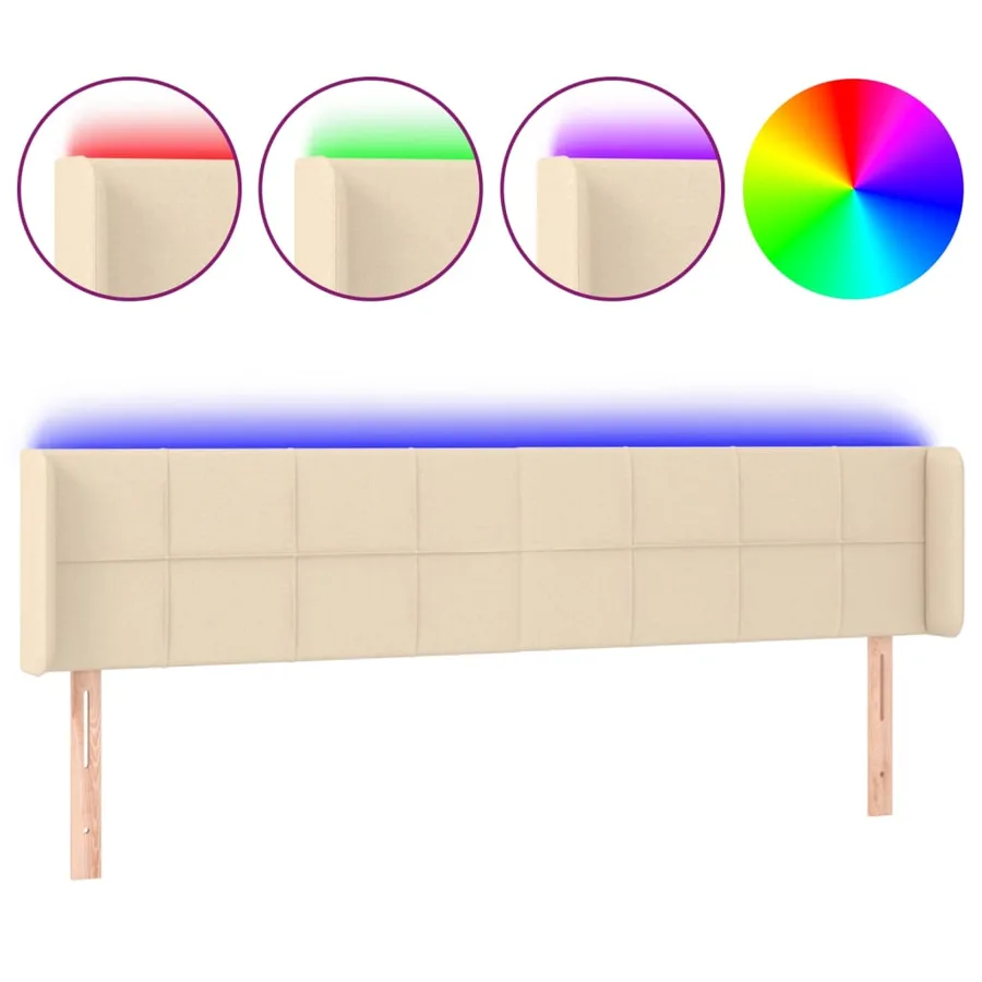 Tête de lit à LED Crème 183x16x78/88 cm Tissu - 2