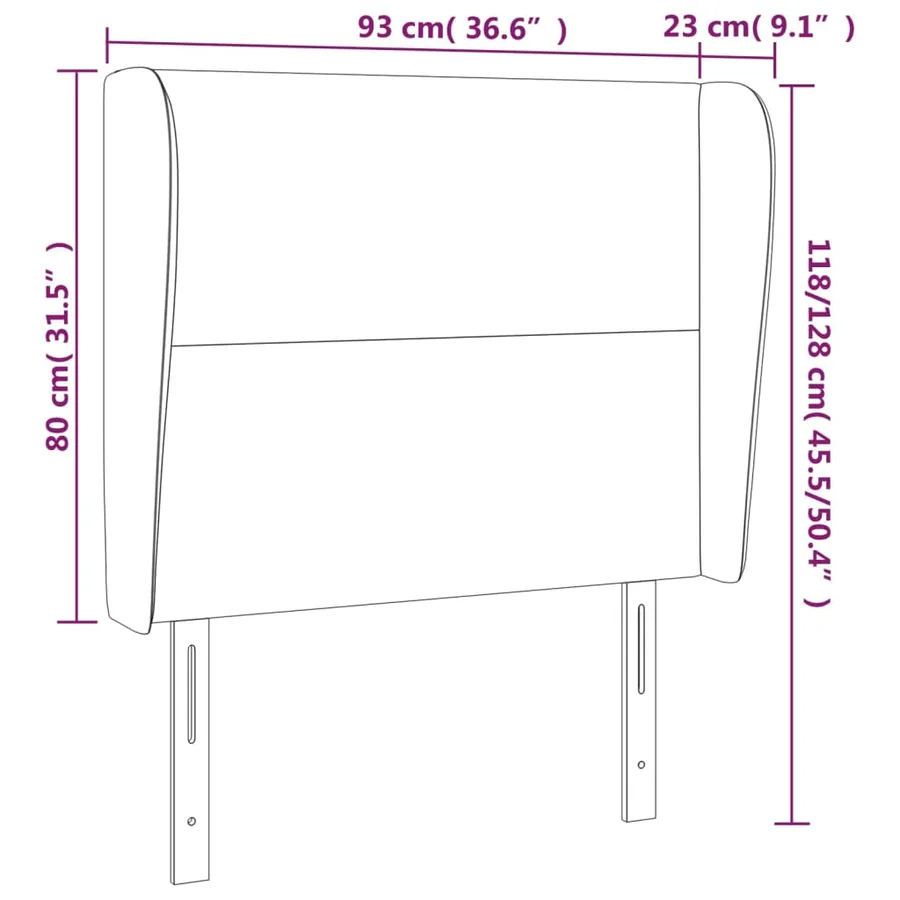 Tête de lit avec oreilles Rose 93x23x118/128 cm Velours - 9