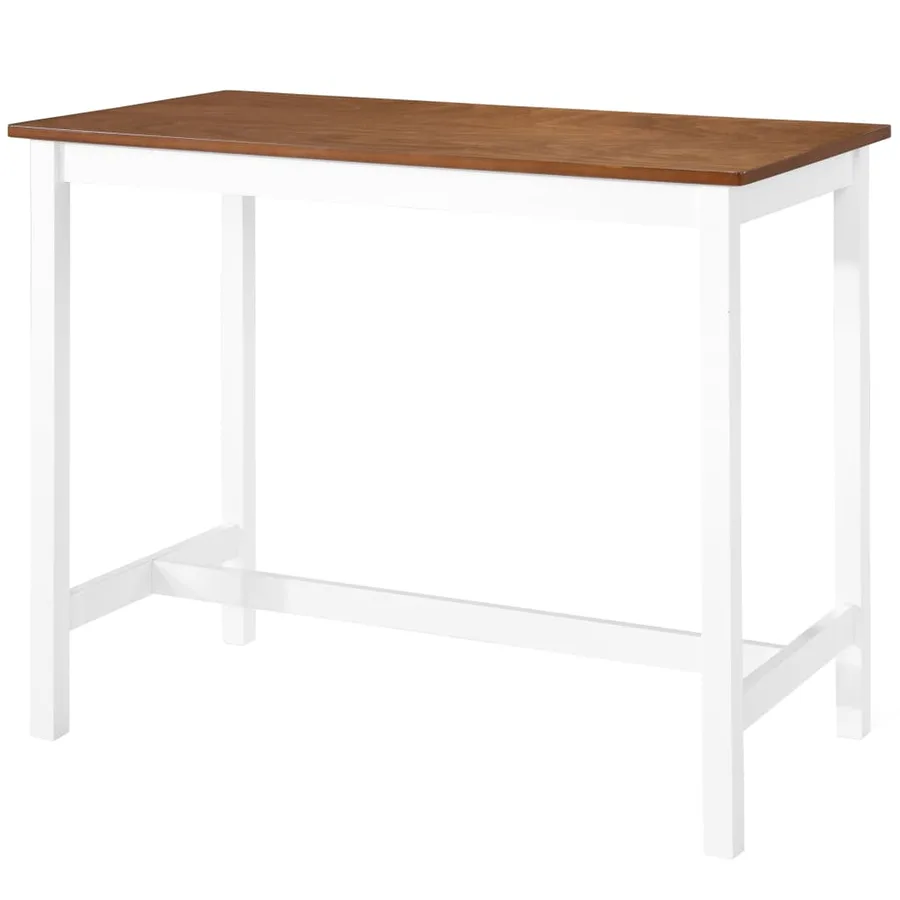 Table et chaises de bar 5 pcs Bois massif Marron et blanc - 3