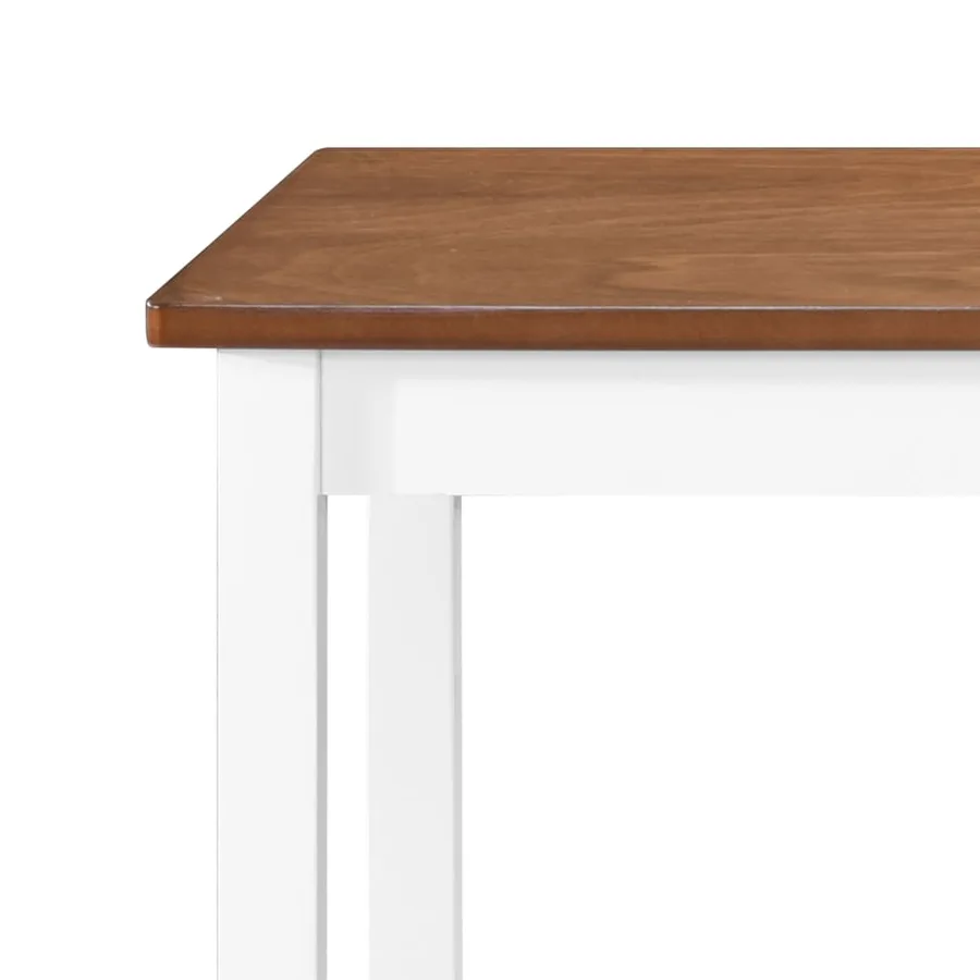 Table et chaises de bar 5 pcs Bois massif Marron et blanc - 4