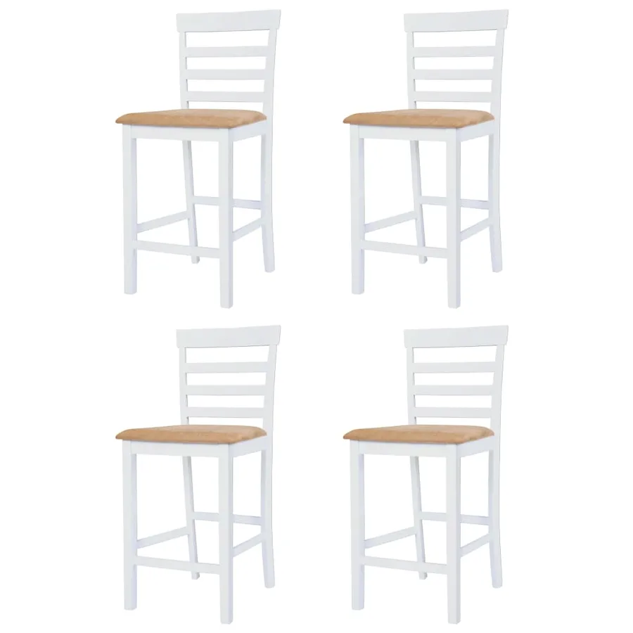 Table et chaises de bar 5 pcs Bois massif Marron et blanc - 5