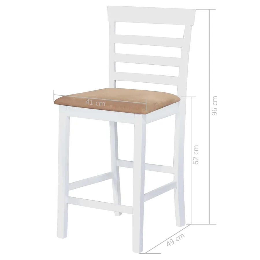 Table et chaises de bar 5 pcs Bois massif Marron et blanc - 9