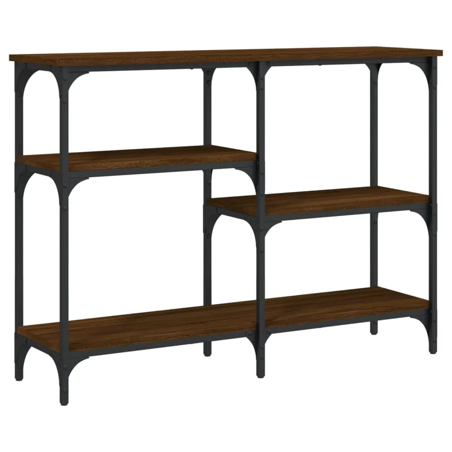 Table console chêne marron 102x29x75 cm bois d'ingénierie - 2