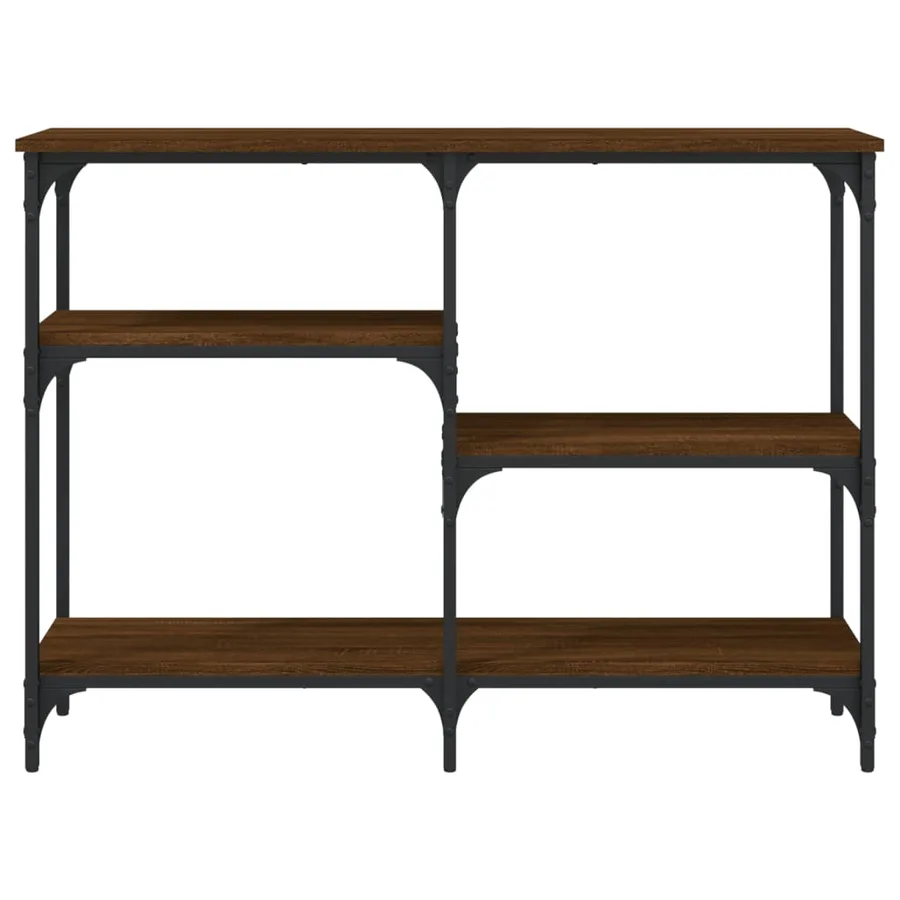 Table console chêne marron 102x29x75 cm bois d'ingénierie - 3
