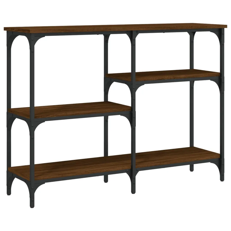 Table console chêne marron 102x29x75 cm bois d'ingénierie - 4