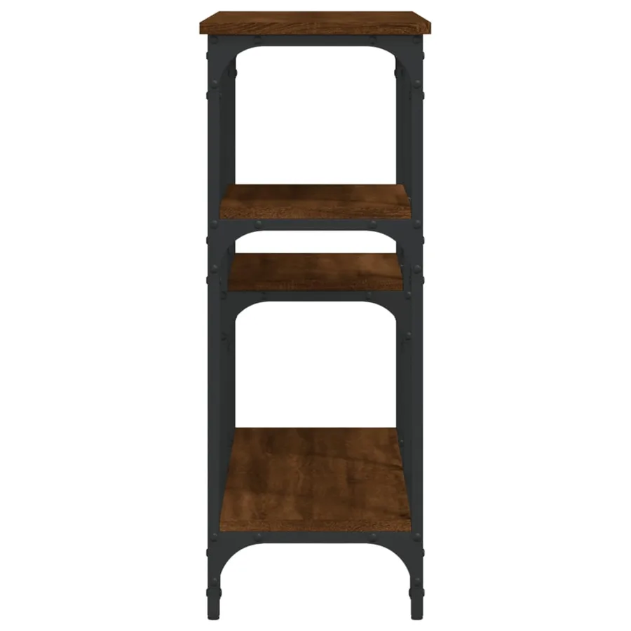 Table console chêne marron 102x29x75 cm bois d'ingénierie - 5