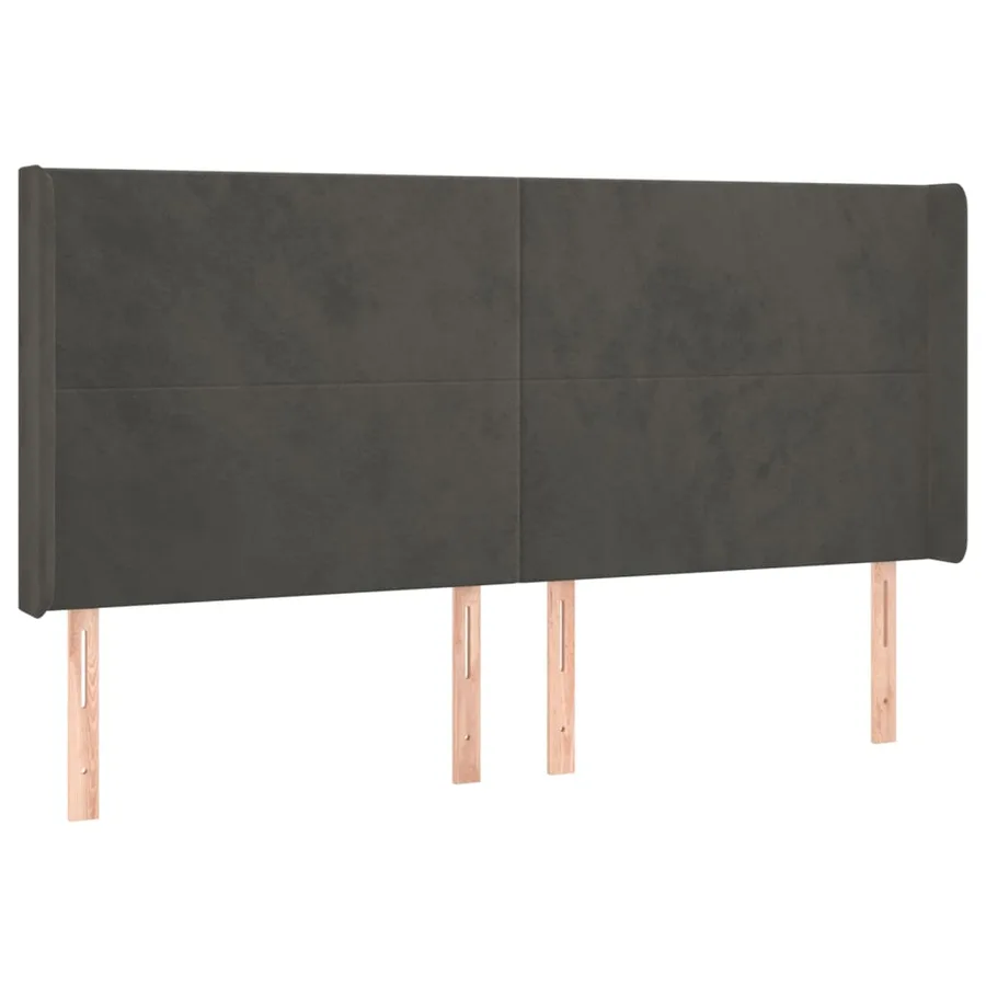 Tête de lit à LED Gris foncé 203x16x118/128 cm Velours - 3