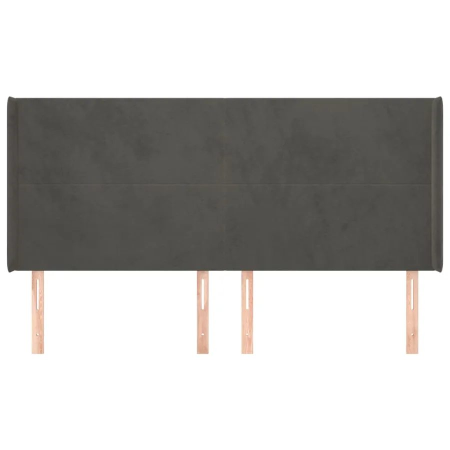 Tête de lit avec oreilles Gris foncé 203x16x118/128 cm Velours - 3