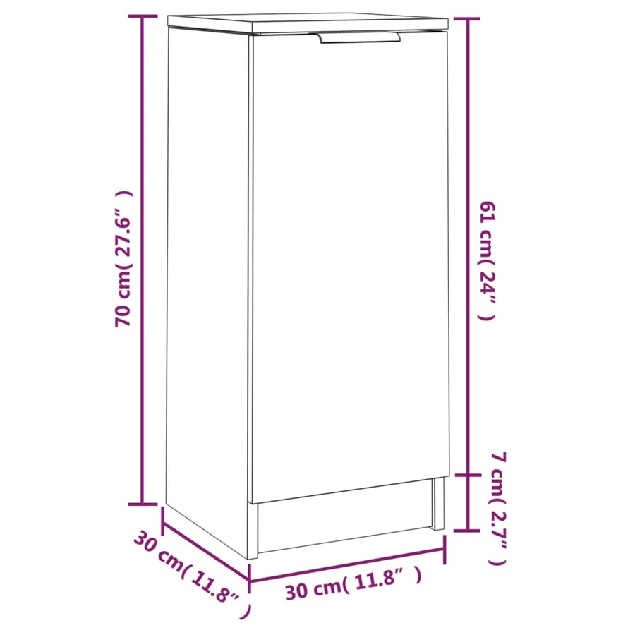 Buffet Gris béton 30x30x70 cm Bois d'ingénierie - 10