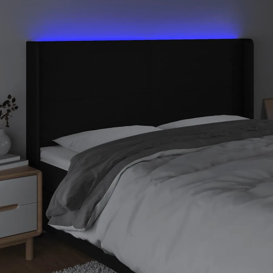 Tête de lit à LED Noir 183x16x118/128 cm Tissu - 4