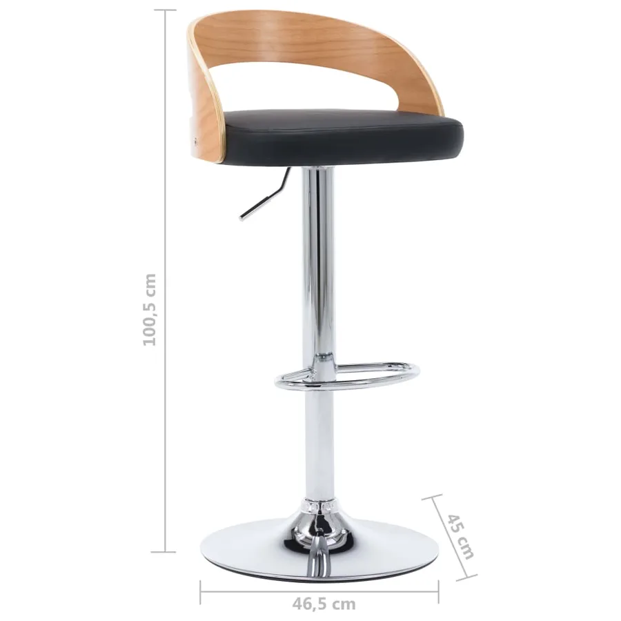 Tabourets de bar lot de 2 noir similicuir et bois courbé - 10