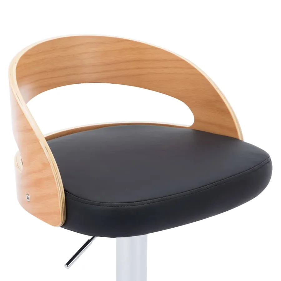 Tabourets de bar lot de 2 noir similicuir et bois courbé - 8