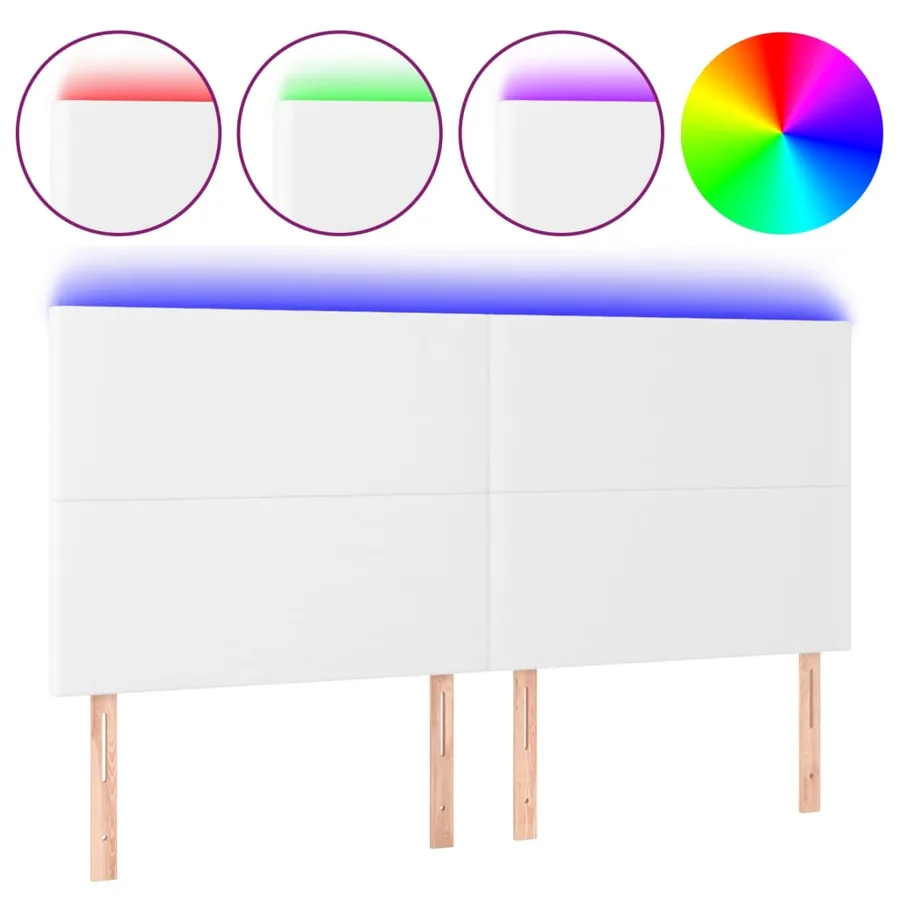 Tête de lit à LED Blanc 180x5x118/128 cm Similicuir - 2