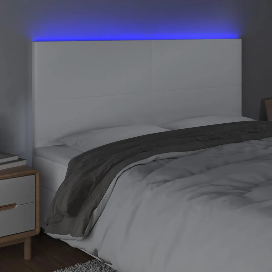 Tête de lit à LED Blanc 180x5x118/128 cm Similicuir - 3