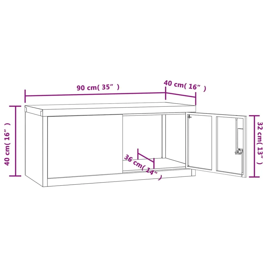 Classeur anthracite 90x40x180 cm Acier - 14