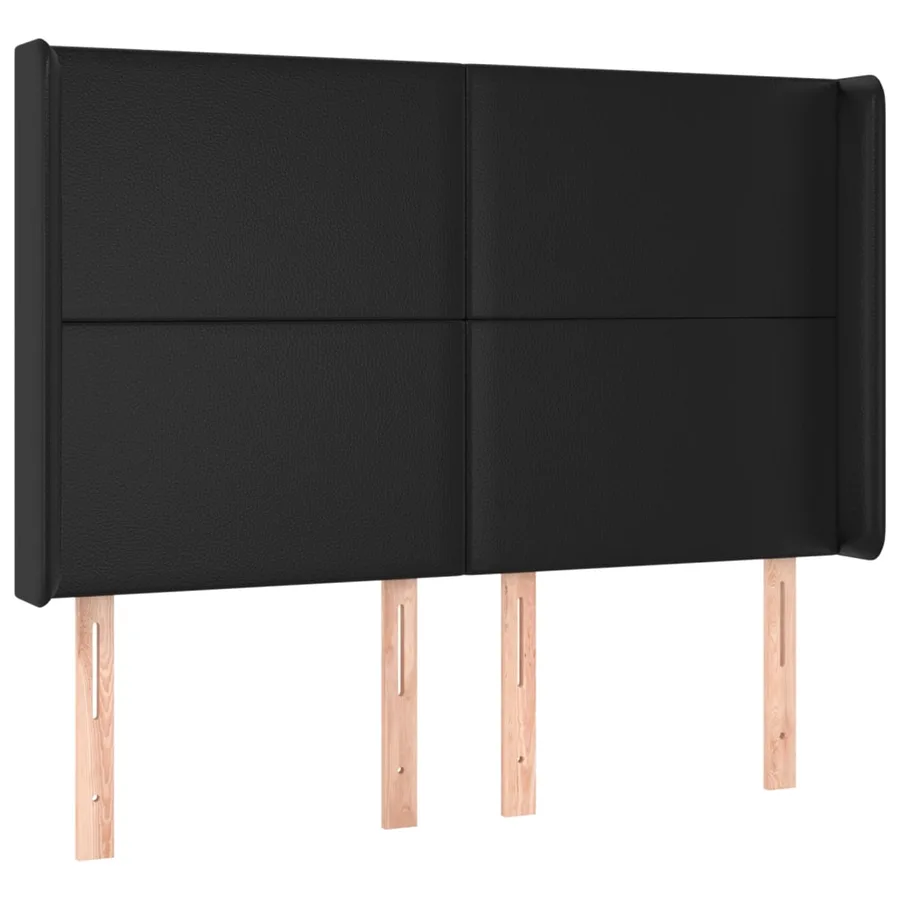 Tête de lit avec oreilles Noir 147x16x118/128 cm Similicuir - 2