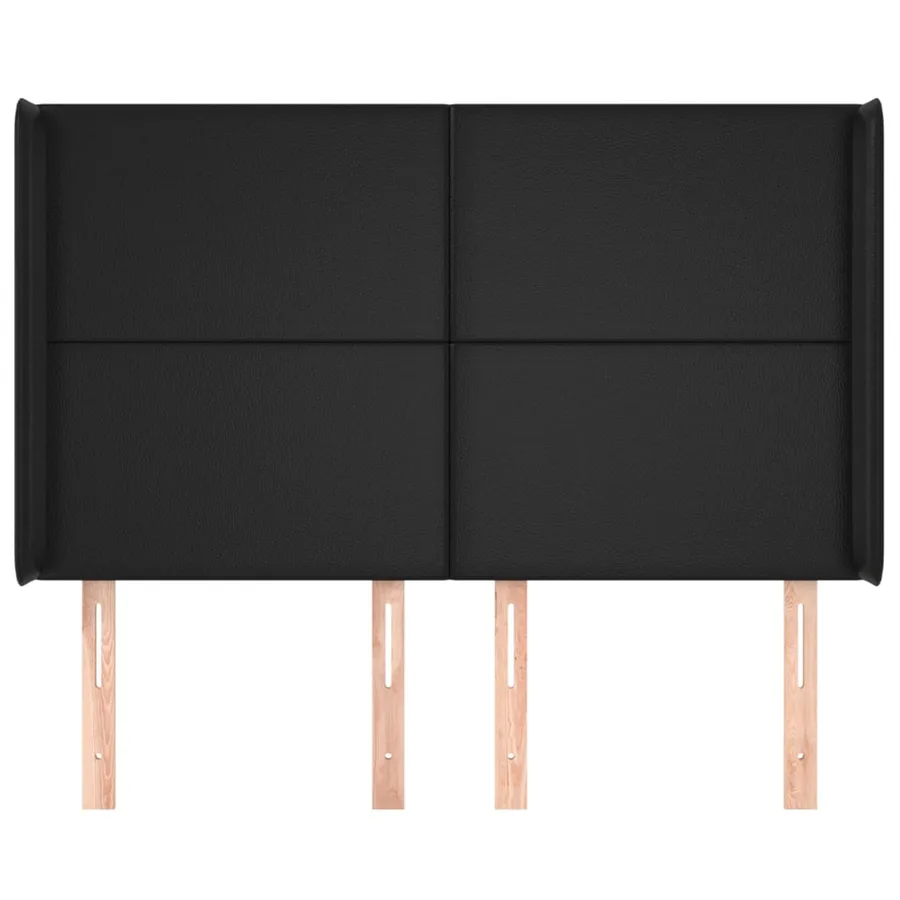 Tête de lit avec oreilles Noir 147x16x118/128 cm Similicuir - 3
