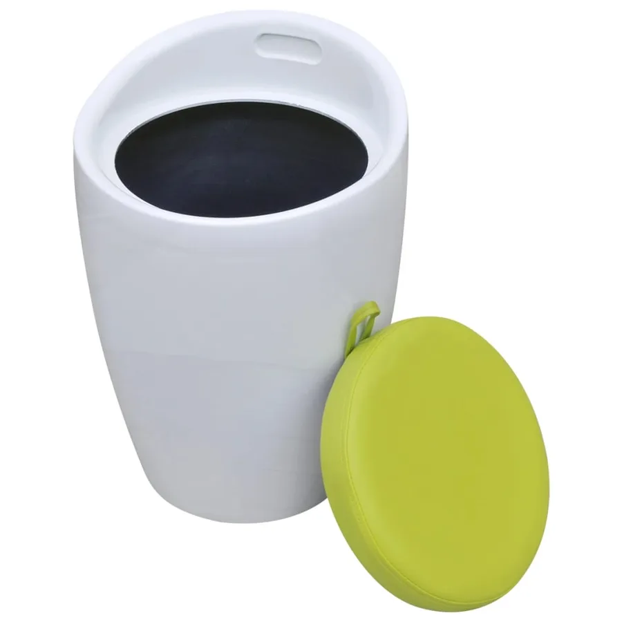Tabouret Blanc et vert Similicuir - 4