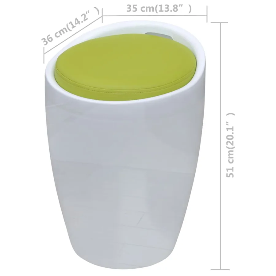 Tabouret Blanc et vert Similicuir - 5
