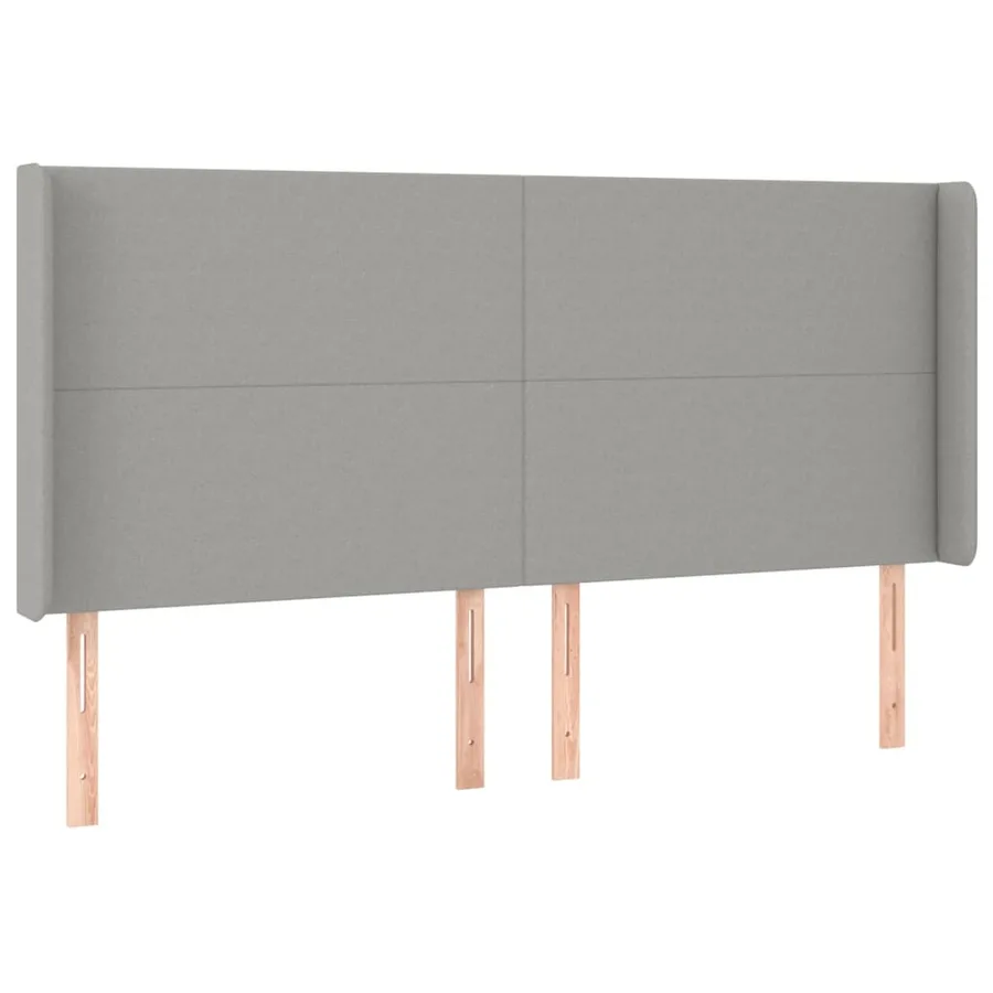 Tête de lit avec oreilles Gris clair 163x16x118/128 cm Tissu - 2