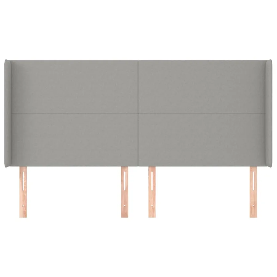 Tête de lit avec oreilles Gris clair 163x16x118/128 cm Tissu - 3