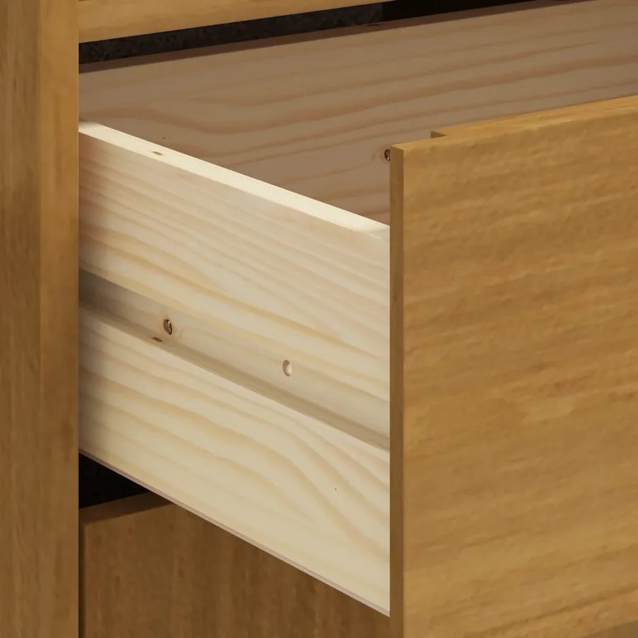 Buffet avec porte vitrée FLAM 92x40x122,5 cm bois massif de pin - 8
