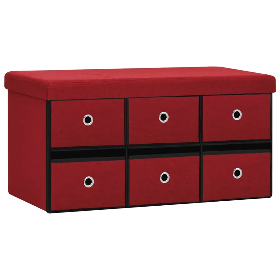 Banc de rangement pliable Bordeaux 76x38x38 cm Faux lin - 2