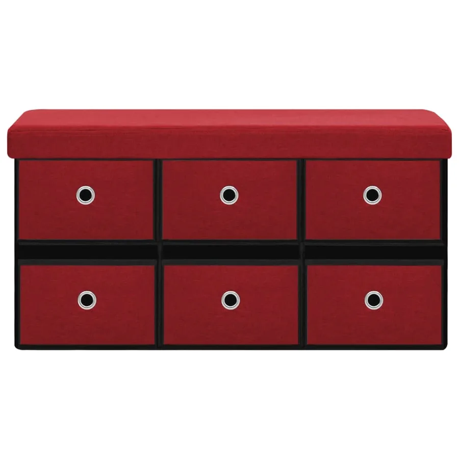 Banc de rangement pliable Bordeaux 76x38x38 cm Faux lin - 3