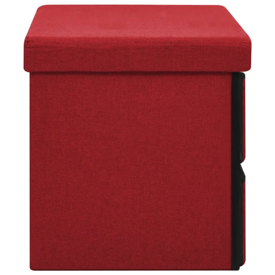 Banc de rangement pliable Bordeaux 76x38x38 cm Faux lin - 4