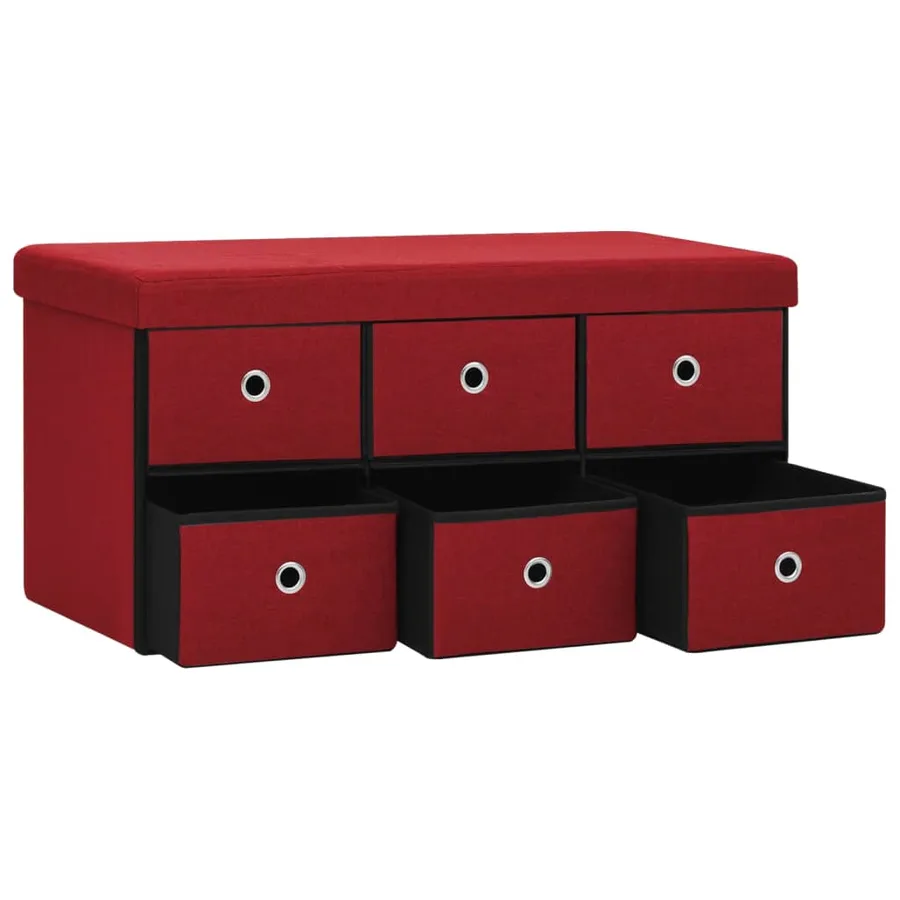 Banc de rangement pliable Bordeaux 76x38x38 cm Faux lin - 5