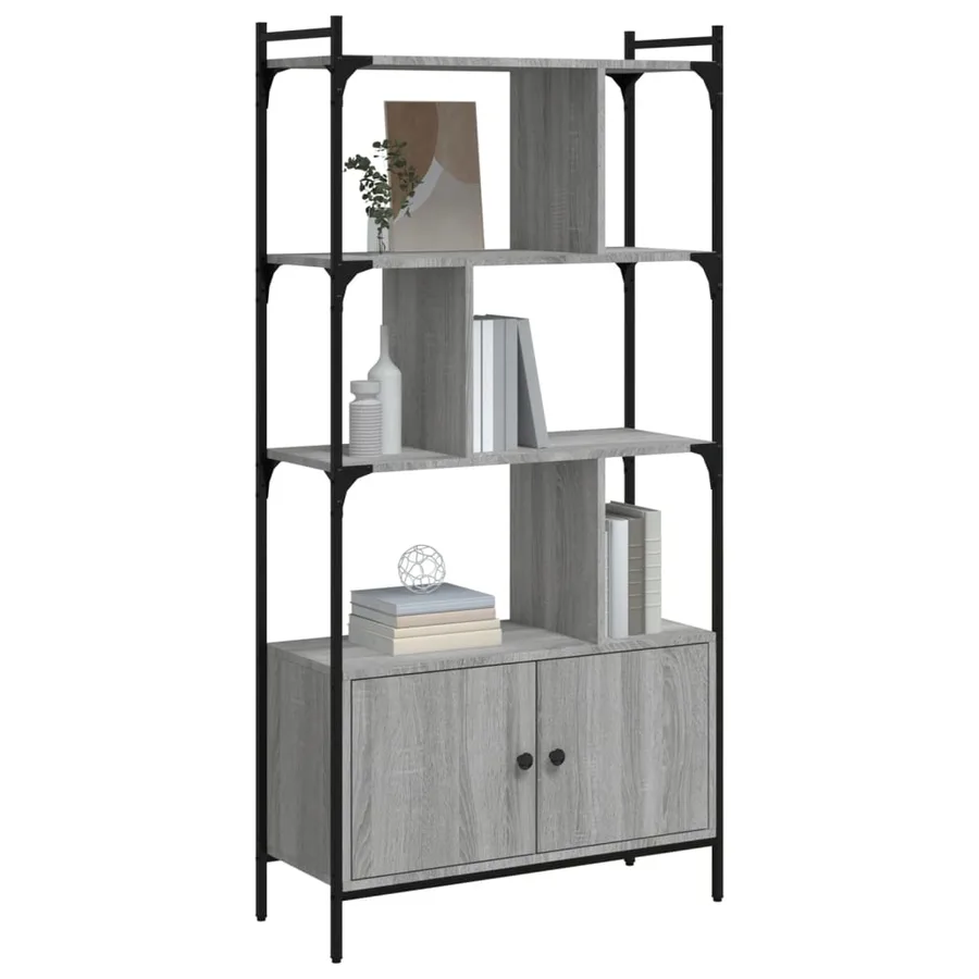 Bibliothèque avec portes sonoma gris 76,5x30x154,5 cm - 3