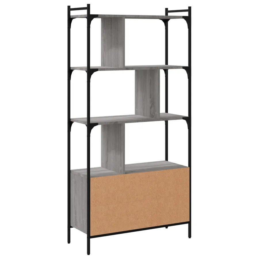 Bibliothèque avec portes sonoma gris 76,5x30x154,5 cm - 7